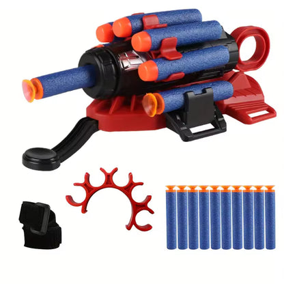 Spiderman Style 8-Shot Foam Dart Blaster Toy Gun with Gloves – Soft Bullet Shooting Toy for Kids