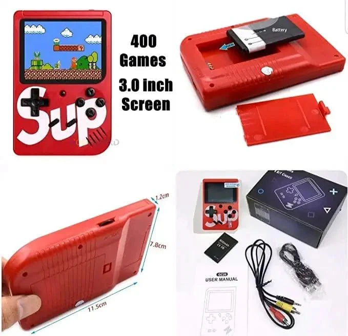 SUP Game Box 400 in 1 Retro Handheld Console – 3.0” Screen, Rechargeable Portable Gaming Device