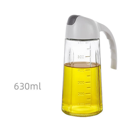 Oil Jug Dispenser (600 ml) – Automatic Flip Cap, Leak-Proof Glass Bottle