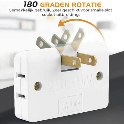 3-in-1 Rotatable Plug Adapter – 2500W Wall Socket Extender