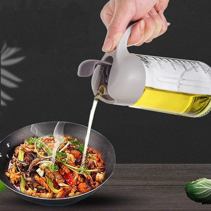 Oil Jug Dispenser (600 ml) – Automatic Flip Cap, Leak-Proof Glass Bottle