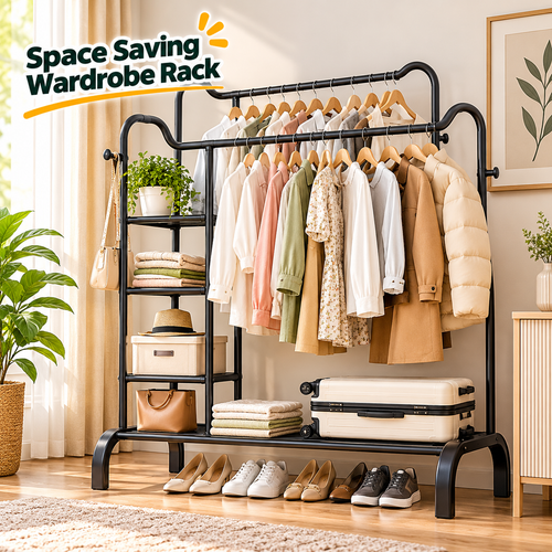 Shelf & Hang Clothing Organizer – Freestanding Wardrobe Rack