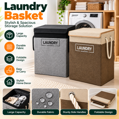 Premium Laundry Basket with Lid – Durable Clothes Storage Organizer