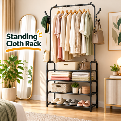 Multifunctional 4 Layers Shoe & Coat Rack – Space-Saving Home Organizer