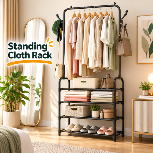 Multifunctional 4 Layers Shoe & Coat Rack – Space-Saving Home Organizer
