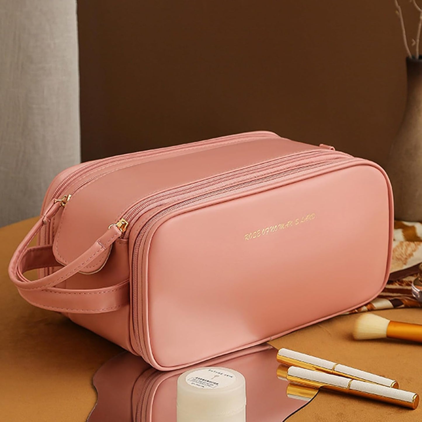 Three-Layer  Zipper U-Shaped Design Cosmetic Bag