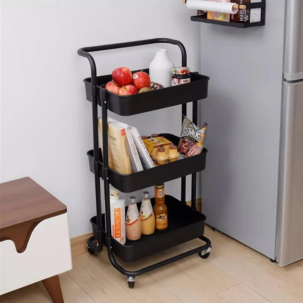 3 Tier Utility Metal Rolling Storage Cart