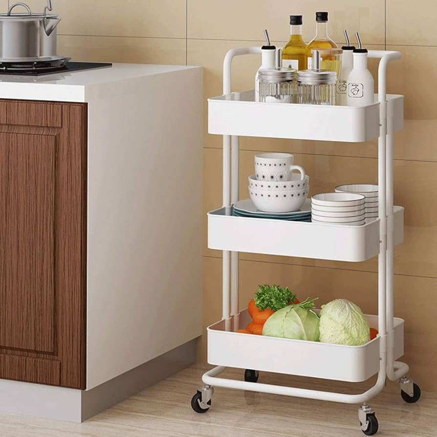3 Tier Utility Metal Rolling Storage Cart
