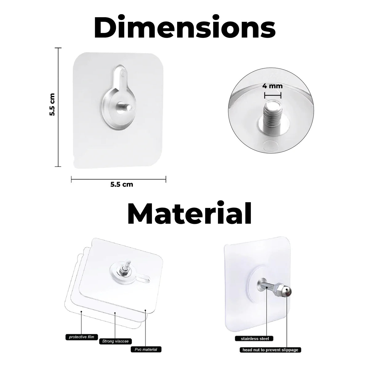 Drill-Free Wall Hanging Kit – 10 Strong Adhesive Hooks with Screw Design