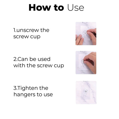 Drill-Free Wall Hanging Kit – 10 Strong Adhesive Hooks with Screw Design