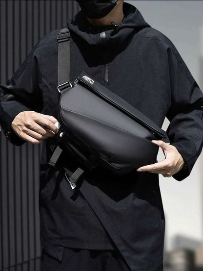 Multi Pockets Shoulder Bag - Sling Bag Crossbody Motorcycle Backpack for Men