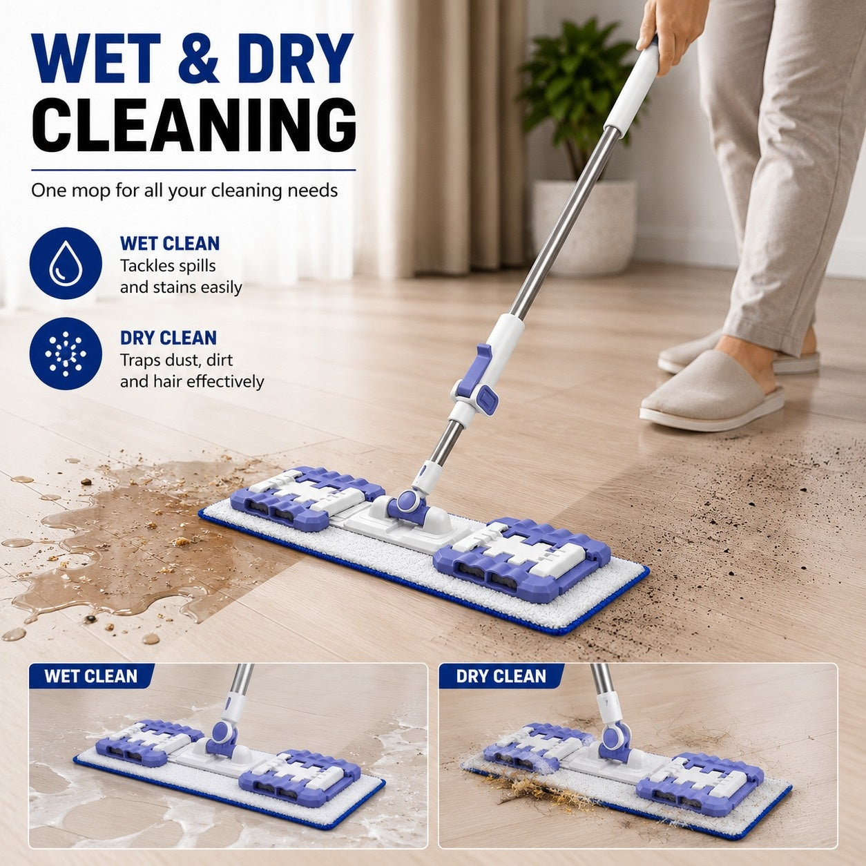 Adjustable Flat Microfiber Mop