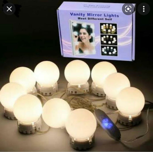 Vanity Mirror Light | 10 LED Bulbs, 7000K White Light – Easy Stick-On Makeup Lighting