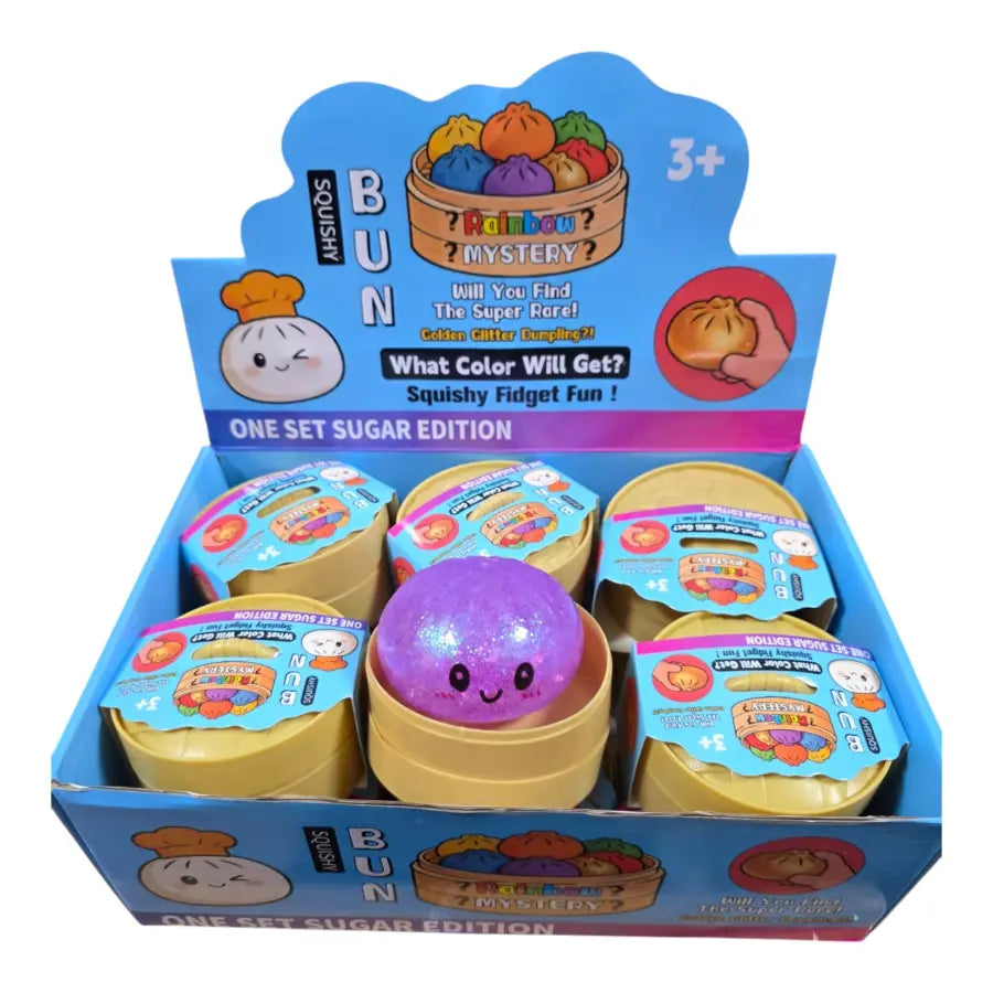 Dumpling Squishy Rainbow Toy | Rainbow Glitter Stress Relief Fidget Toy for Kids
