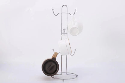 Chrome Metal 6-Cup Holder – Sturdy & Space-Saving