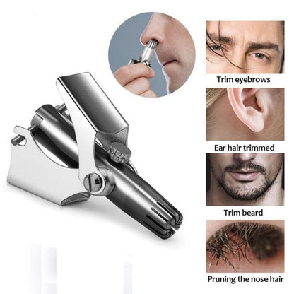 Stainless Steel Manual Nose Hair Trimmer | Safe & Painless Nose Hair Cutter | Manual Rotary Grooming Tool for Men