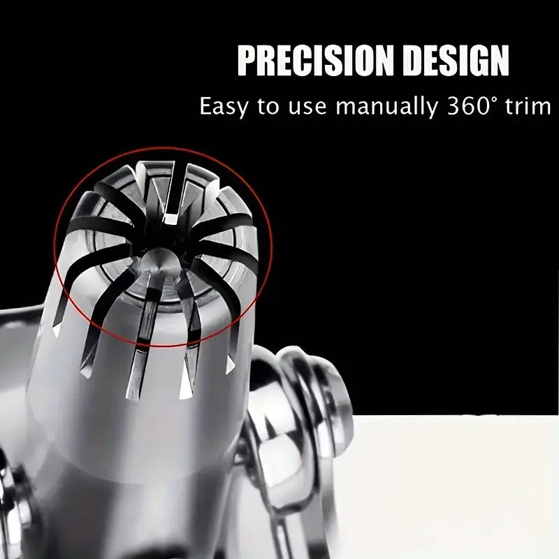 Stainless Steel Manual Nose Hair Trimmer | Safe & Painless Nose Hair Cutter | Manual Rotary Grooming Tool for Men