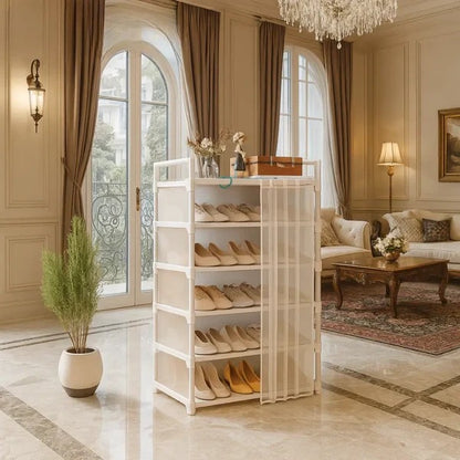 Premium Multi-Layer Shoe Rack with Dust Cover | Space Saving Shoe Organizer