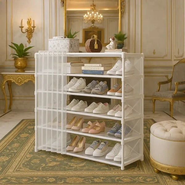 Premium Multi-Layer Shoe Rack with Dust Cover | Space Saving Shoe Organizer