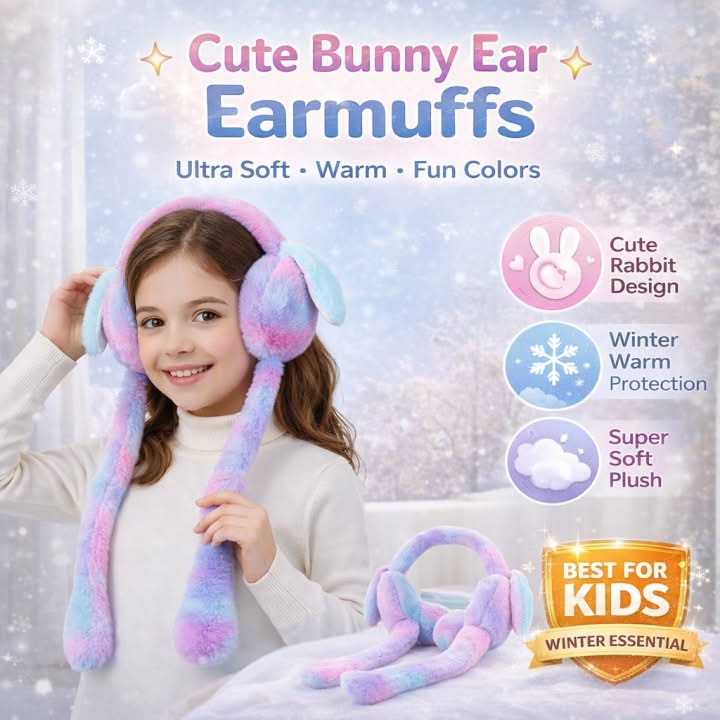 Cute Bunny Ear Warm Earmuffs for Kids | Soft Winter Ear Warmers