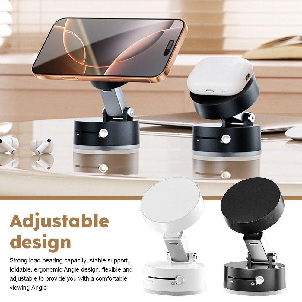 Vacuum Suction Magnetic Mobile Holder | Strong Dashboard Phone Mount | Adjustable Foldable Car & Home Phone Stand