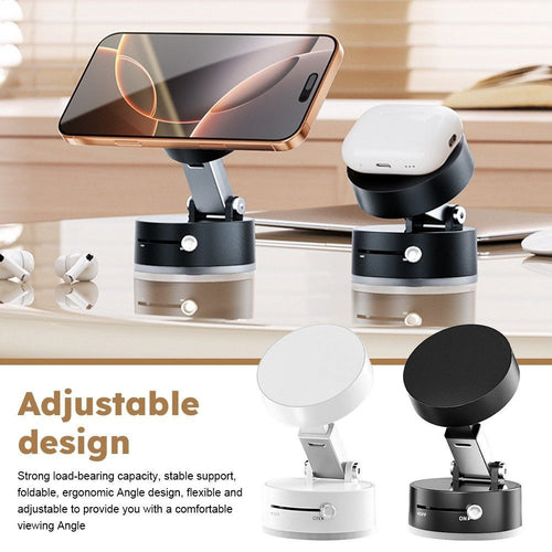 Vacuum Suction Magnetic Mobile Holder | Strong Dashboard Phone Mount | Adjustable Foldable Car & Home Phone Stand