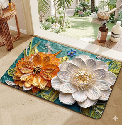 2PC Anti‑Slip Design Bathroom Mat – Fast‑Drying, Water‑Absorbent Floor Mat – Large Square