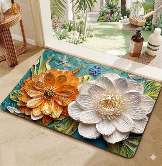 2PC Anti‑Slip Design Bathroom Mat – Fast‑Drying, Water‑Absorbent Floor Mat – Large Square