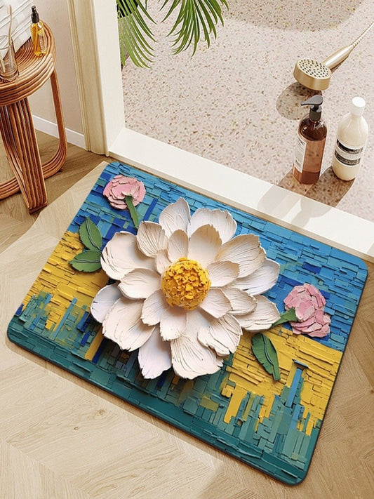 2PC Anti‑Slip Design Bathroom Mat – Fast‑Drying, Water‑Absorbent Floor Mat – Large Square