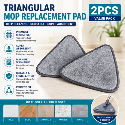Triangle Mop Replacement Pads – Washable Microfiber Cleaning Pads