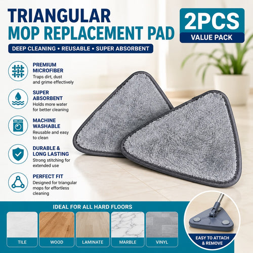 Triangle Mop Replacement Pads – Washable Microfiber Cleaning Pads