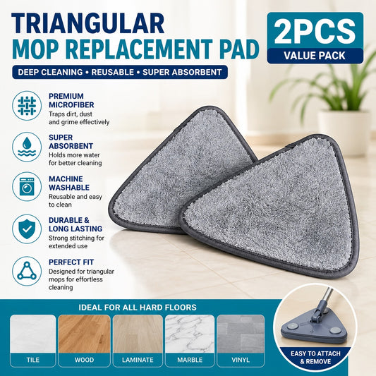 Triangle Mop Replacement Pads – Washable Microfiber Cleaning Pads