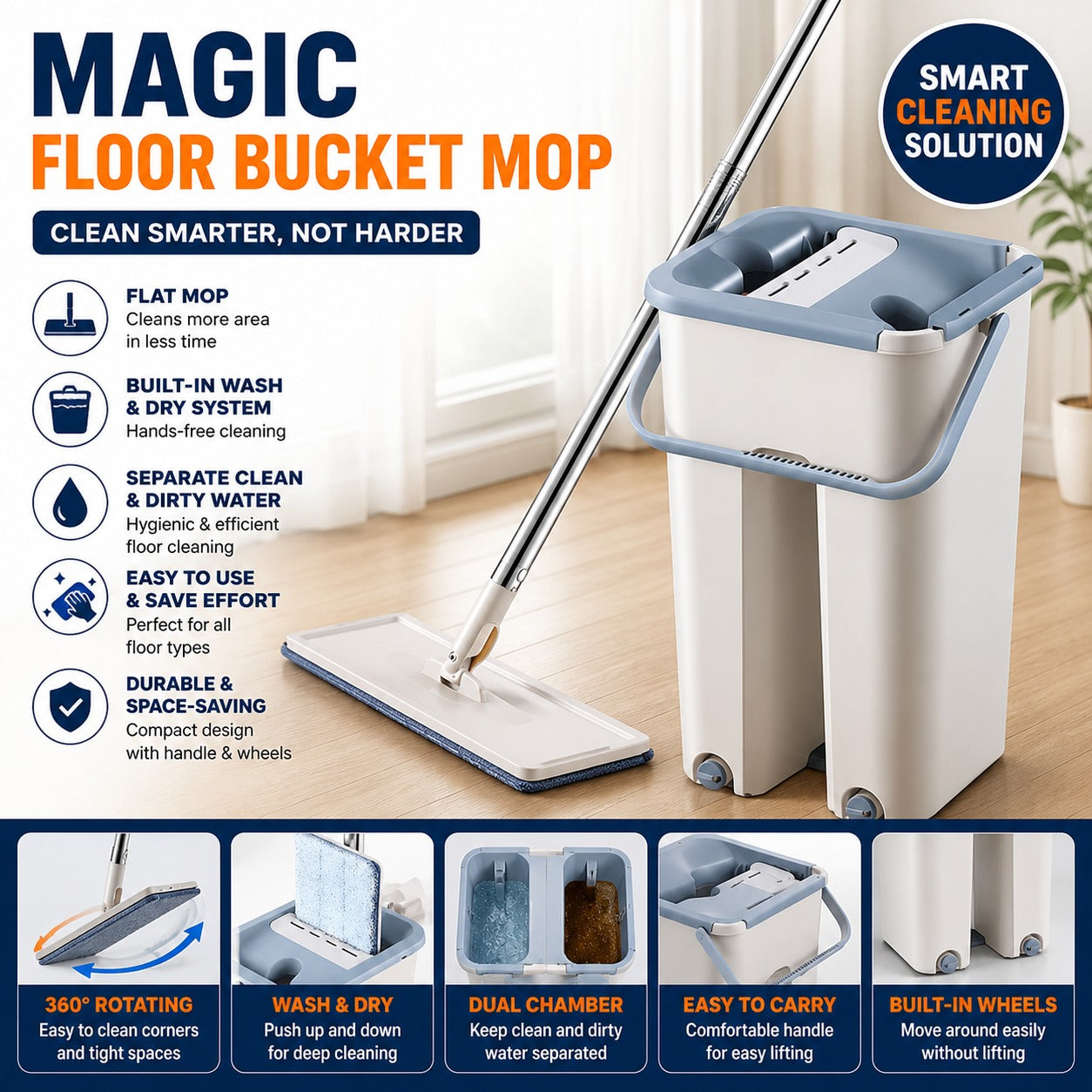 Magic Floor Bucket Mop