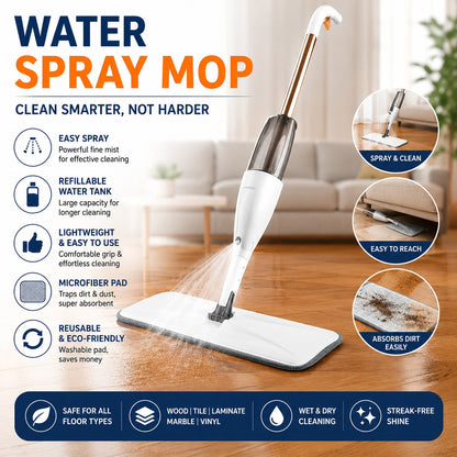 Water Spray Mop – Wet & Dry Floor Cleaning Mop with Built-In Spray