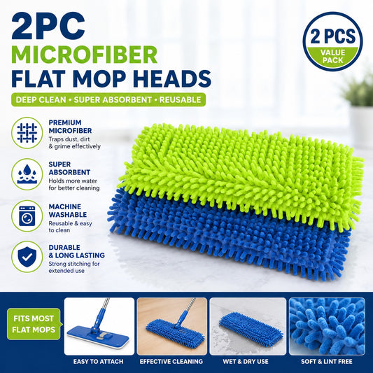 Microfiber Flat Mop Heads – Reusable, Streak-Free Floor Cleaning Pads