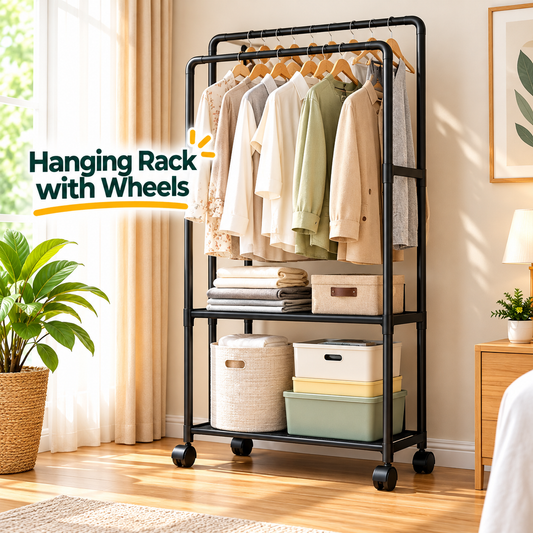 Shelving Cloth Hanging Rack – Multi-Layer Clothes Organizer