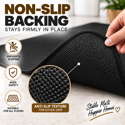 2PC Anti Slip Water Absorbent Runner With Mat – Rustic Wood