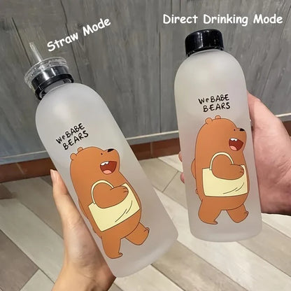 Frosted 1000ml bottle with straw lid - Saadiq.pk