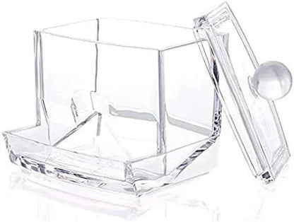 Acrylic Cotton Swabs Storage Holder Box – Transparent Makeup Organizer with Lid - Saadiq.pk