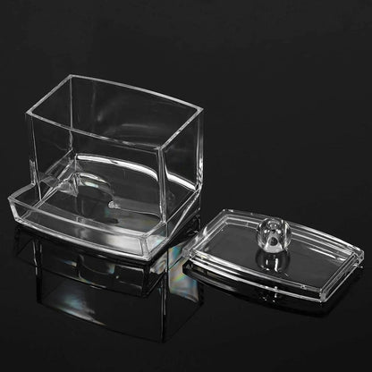 Acrylic Cotton Swabs Storage Holder Box – Transparent Makeup Organizer with Lid - Saadiq.pk