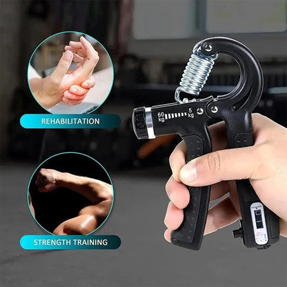 Adjustable Hand Grip Strengthener with Digital Counter – 10–60kg Hand Gripper for Forearm, Wrist & Finger Exercise - Saadiq.pk