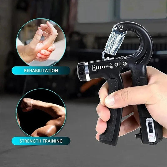 Adjustable Hand Grip Strengthener with Digital Counter – 10–60kg Hand Gripper for Forearm, Wrist & Finger Exercise - Saadiq.pk