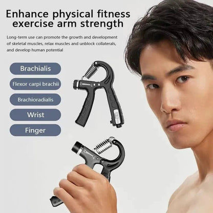 Adjustable Hand Grip Strengthener with Digital Counter – 10–60kg Hand Gripper for Forearm, Wrist & Finger Exercise - Saadiq.pk