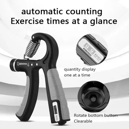 Adjustable Hand Grip Strengthener with Digital Counter – 10–60kg Hand Gripper for Forearm, Wrist & Finger Exercise - Saadiq.pk