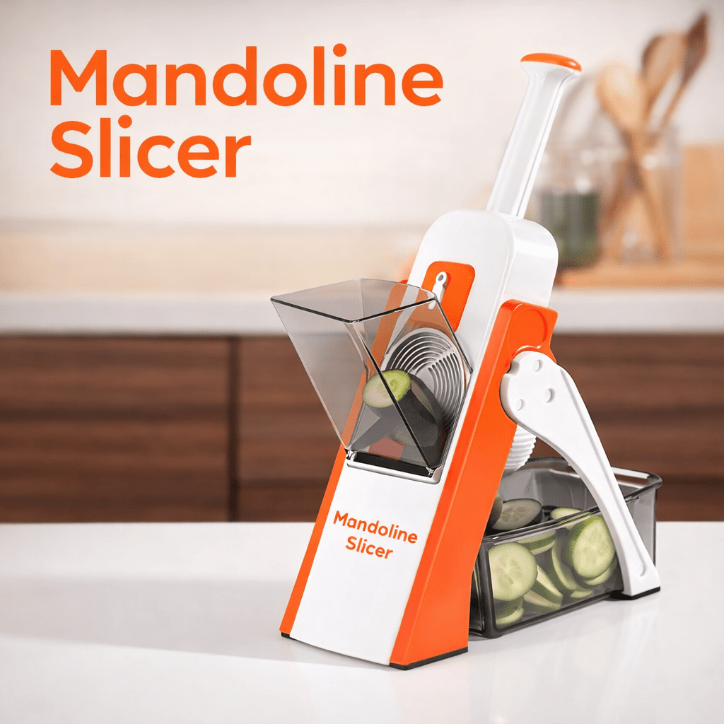Adjustable Mandoline Slicer – Manual Vegetable Cutter with Storage Container - Saadiq.pk