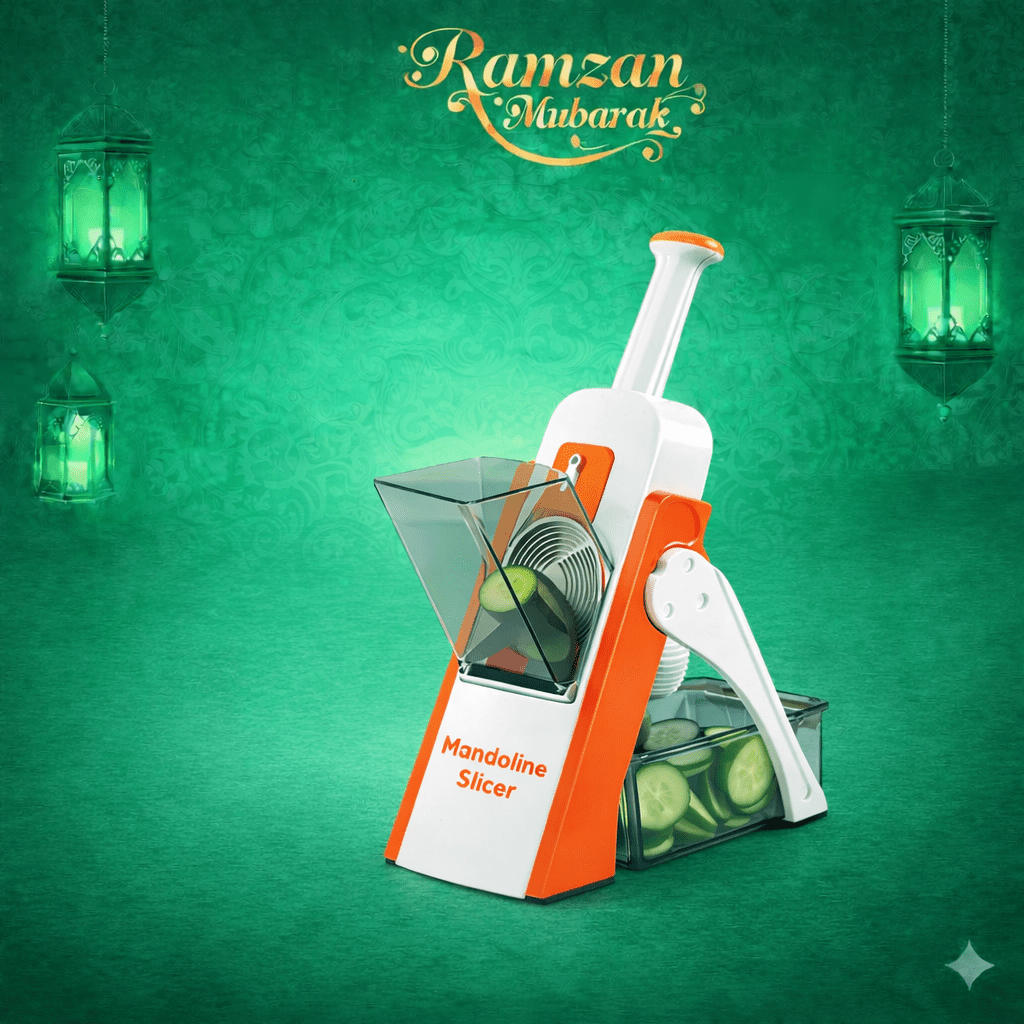 Adjustable Mandoline Slicer – Manual Vegetable Cutter with Storage Container - Saadiq.pk