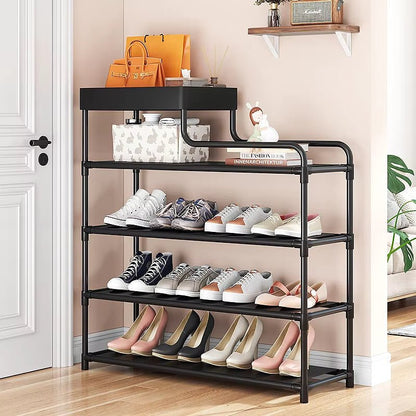 Adjustable Shoe Rack Organizer with Storage Shelf – Space - Saving Shoe Storage - Saadiq.pk
