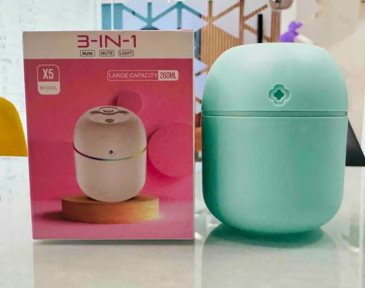 USB Portable Air Humidifier | 3‑in‑1 Cool Mist Humidifier with Silent Mode & LED Light