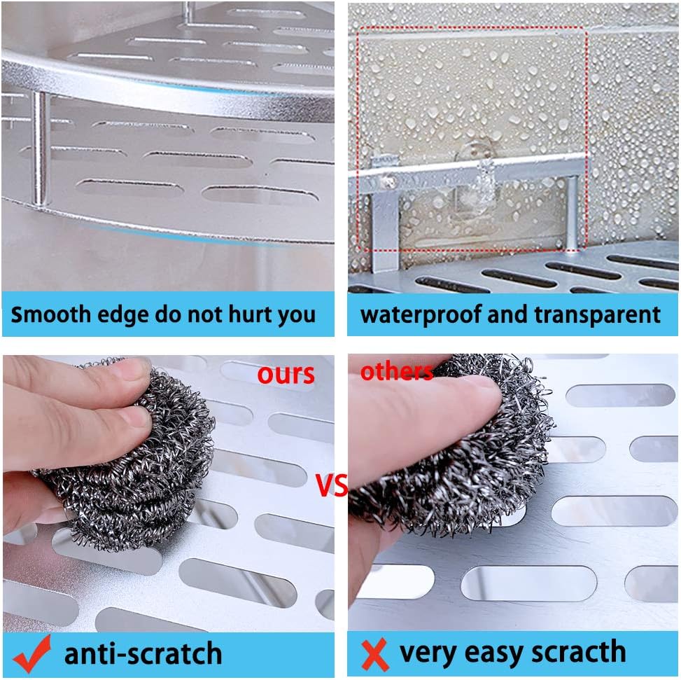 Aluminium Wall Mounted 2 Layer Corner Rack – Bathroom & Kitchen Storage Organizer - Saadiq.pk