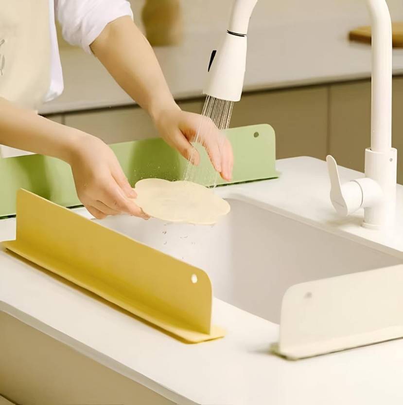 Anti - Splash Sink Splash Guard with Flexible Silicone Design – Water Stopper for Kitchen & Bathroom Sinks - Saadiq.pk